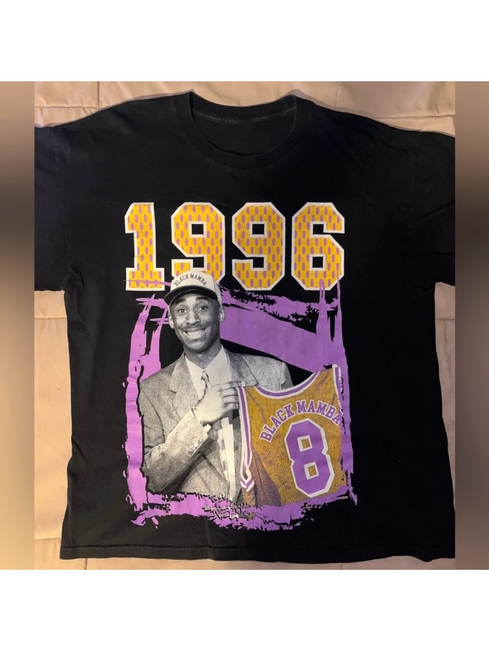 Retro 1996 Rookie Kobe Bryant Black Mamba Graphic Short Sleeve Shirt Draft Night